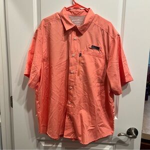 Eddie Bauer Tech Woven Orange Fishing Vented Shirt Men's Size XXL.